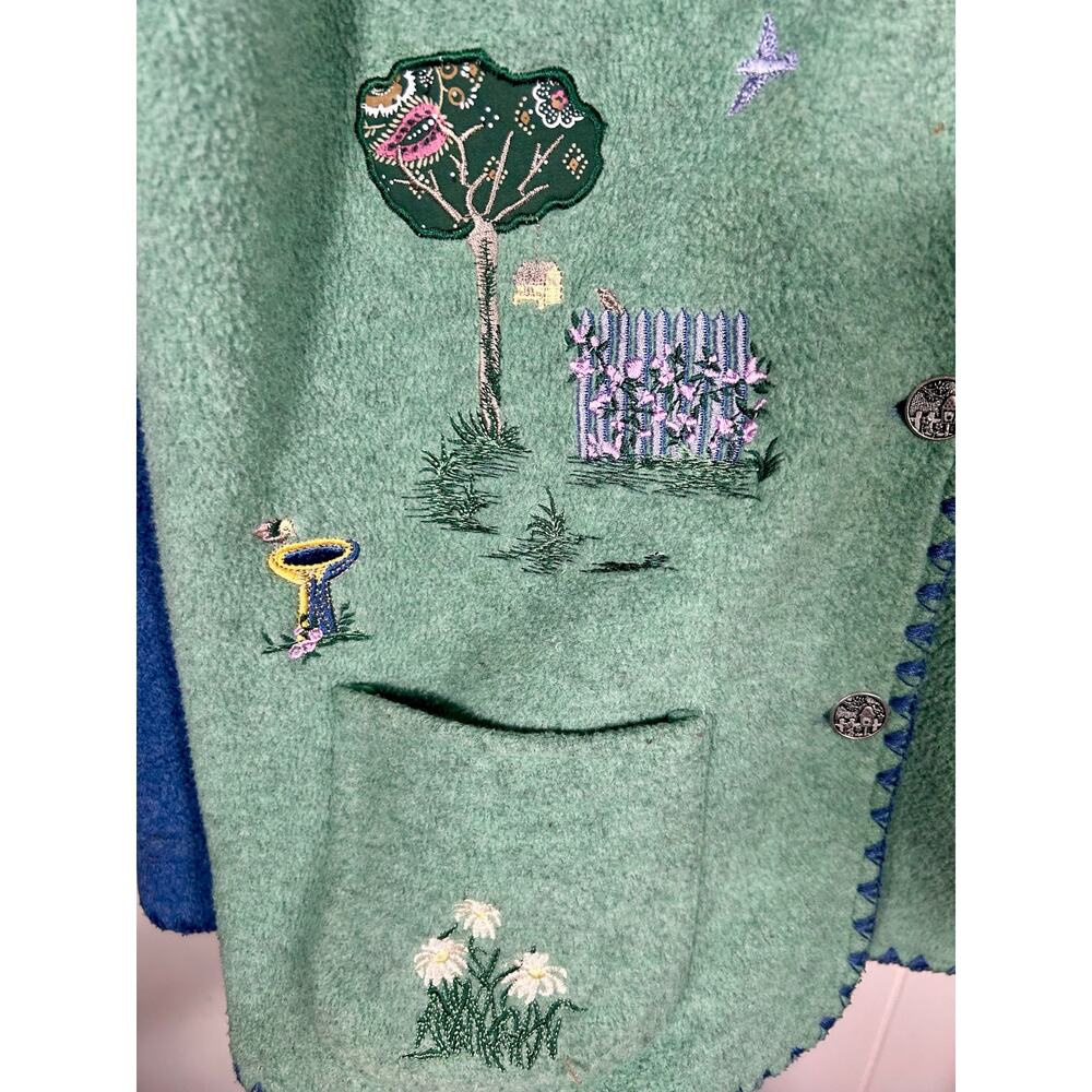Northern Reflections VTG Cottagecore Fleece‎ Cardigan Embroidered Cats S Whimsy - Picture 12 of 14